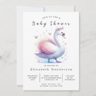 Bohemian Printable Swan Baby Shower Invitation