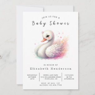 Bohemian Printable Swan Baby Shower Invitation