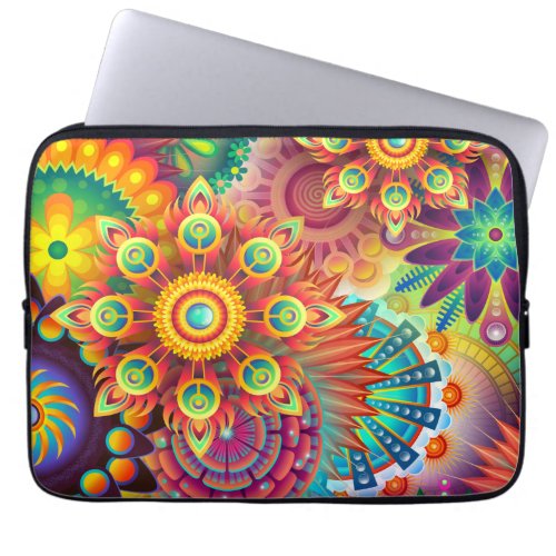 Bohemian Psychedelic Garden Retro Boho Colorful Laptop Sleeve