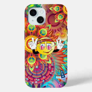 Bohemian Psychedelic Garden Retro Hippie Art iPhone 15 Case
