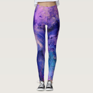 Bohemian Purple Ink Splatters Leggings