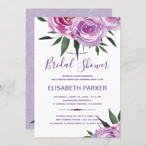 Bohemian purple mauve chic peonies bridal shower invitation