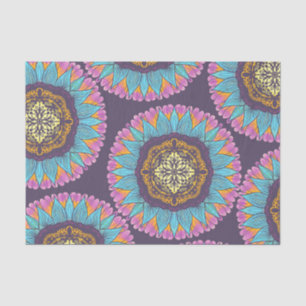 Bohemian Purple Pink Yellow Lace Mandalas Tissue Paper