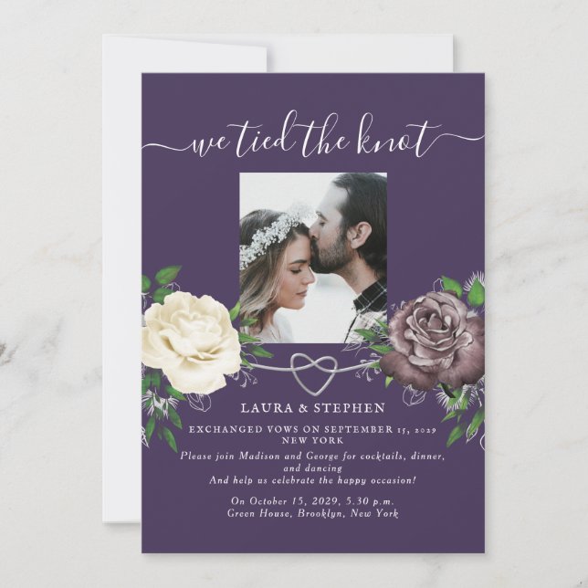 Bohemian Purple Wedding Reception Invitation (Front)