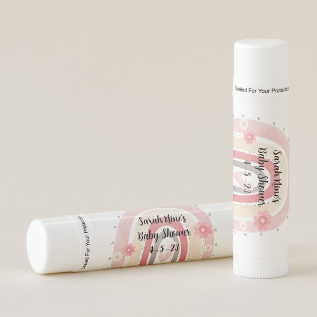 Bohemian Rainbow Baby Shower lip balm (Front)