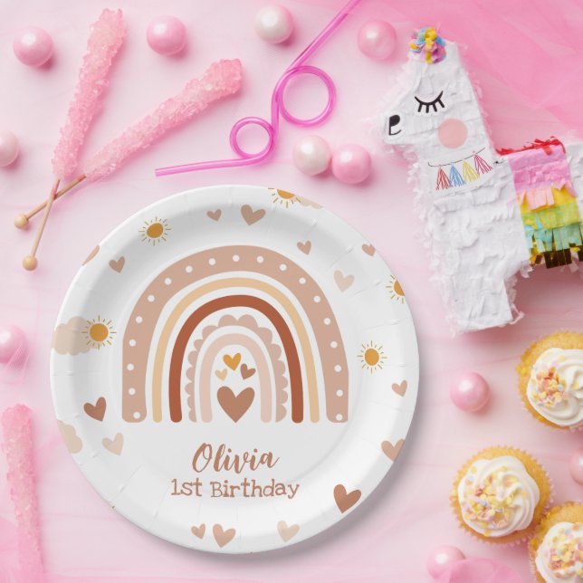 Bohemian Rainbow - Birthday Girl Paper Plates (Party)