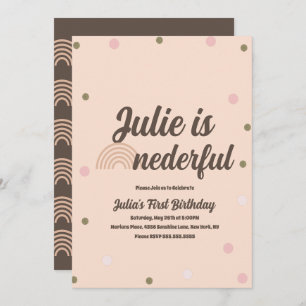 Bohemian Rainbow First Birthday Onederful Confetti Invitation