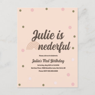 Bohemian Rainbow First Birthday Onederful Confetti Postcard