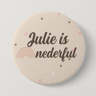 Bohemian Rainbow First Birthday Onederful Dots   Button