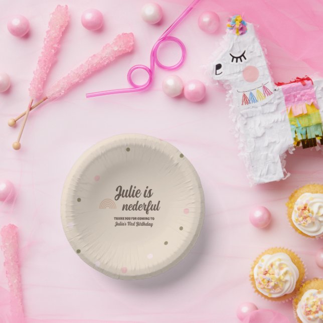 Bohemian Rainbow First Birthday Onederful Dots  Paper Bowls (Party)