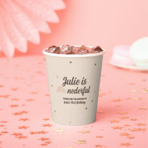 Bohemian Rainbow First Birthday Onederful Dots   Paper Cups