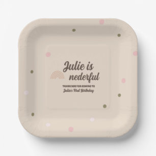 Bohemian Rainbow First Birthday Onederful Dots  Paper Plates