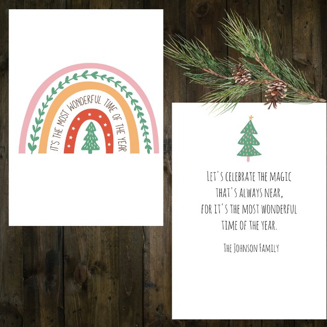 Bohemian Rainbow It's the Most Wonderful Time Holiday Card (Creator Uploaded)