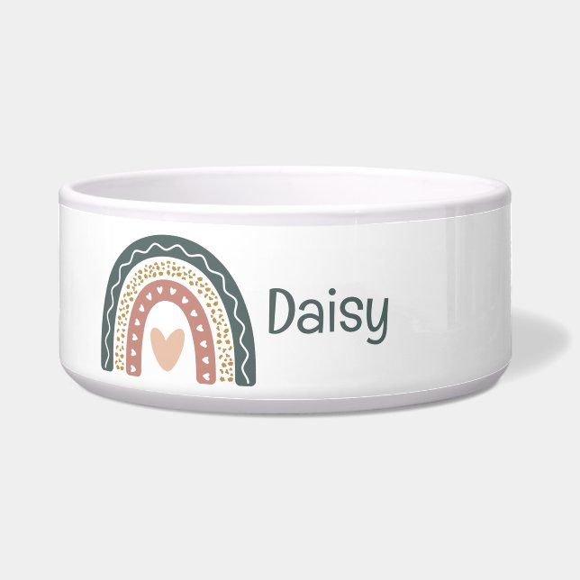 Bohemian Rainbow Monogram Pet Feeding Bowl (Front)