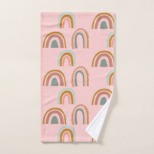 Bohemian rainbow pink hand towel 