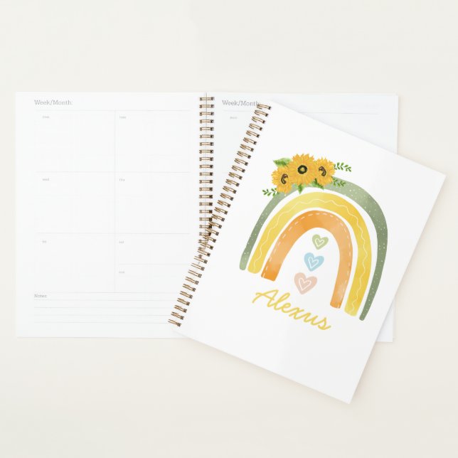 Bohemian Rainbow Sunflower Personalized    Planner (Display)