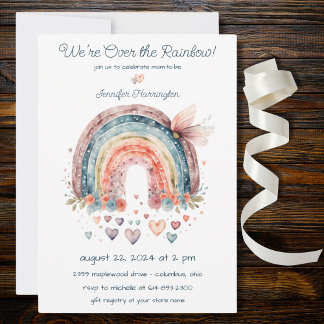 Bohemian Rainbow with Hearts Baby Shower Invitation