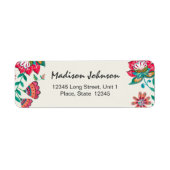 Bohemian Red Folk flowers Floral | Wedding Label (Front)