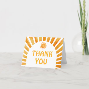 Bohemian Retro Baby Shower Sunshine Custom Message Letterpress Thank You Card