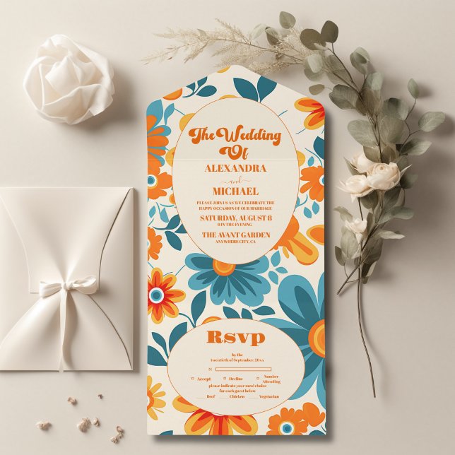 Bohemian Retro  Casual Wedding  All In One Invitation (Creator Uploaded)