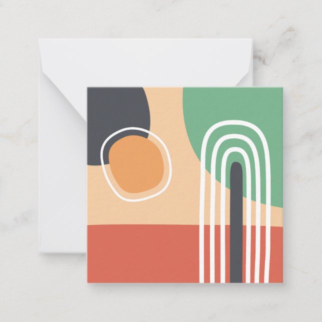Bohemian retro colors rainbow artwork note card (Front)
