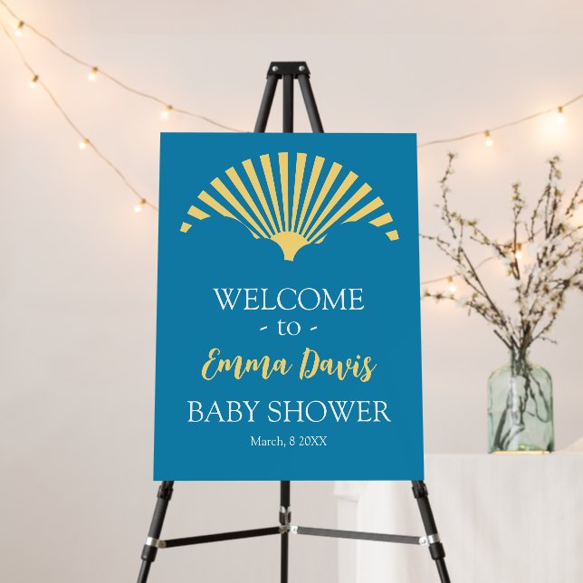 Bohemian Retro The Sun Baby Shower Welcome Sign (In Situ (Stand))