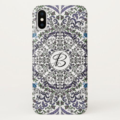 Bohemian rhapsody intricate floral monogram iPhone x case