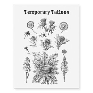 Bohemian Romantic Flower Black line Temporary Tattoos