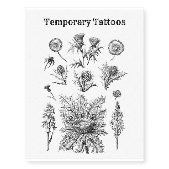 Bohemian Romantic Flower Black line Temporary Tattoos (Front)