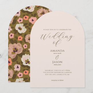 Bohemian romantic painted floral garden wedding invitation