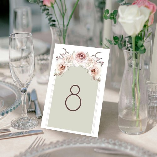 Bohemian Rose Arch Wedding Reception Table Number