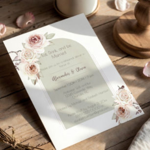 Bohemian Rose Arch Wedding Rehearsal Dinner Invitation