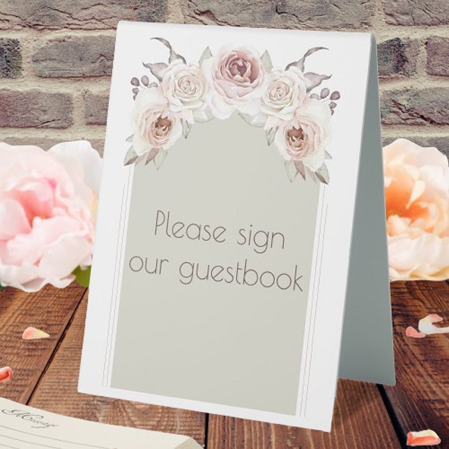 Bohemian Rose Arch Wedding Table Tent (Bohemian Rose Arch Wedding Table Tent Sign)