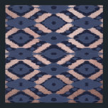 Bohemian Rose Gold Navy Blue Ikat Pattern Faux Canvas Print<br><div class="desc">This modern and chic bohemian pattern is perfect for a classy and stylish woman. It features a hand-drawn dusty blue, faux printed rose gold foil and navy blue ikat pattern. It's an elegant, pretty, hipster, and chic luxe design. ***IMPORTANT DESIGN NOTE: For any custom design request such as matching product...</div>