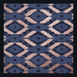 Bohemian Rose Gold Navy Blue Ikat Pattern Faux Canvas Print<br><div class="desc">This modern and chic bohemian pattern is perfect for a classy and stylish woman. It features a hand-drawn dusty blue, faux printed rose gold foil and navy blue ikat pattern. It's an elegant, pretty, hipster, and chic luxe design. ***IMPORTANT DESIGN NOTE: For any custom design request such as matching product...</div>