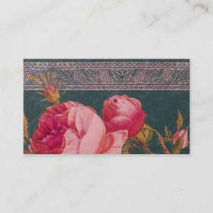 BOHEMIAN ROSE in ROSY PINK and TEAL BLUE Business Card