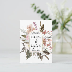 Bohemian Rose Save the Date Wedding Invitation Postcard