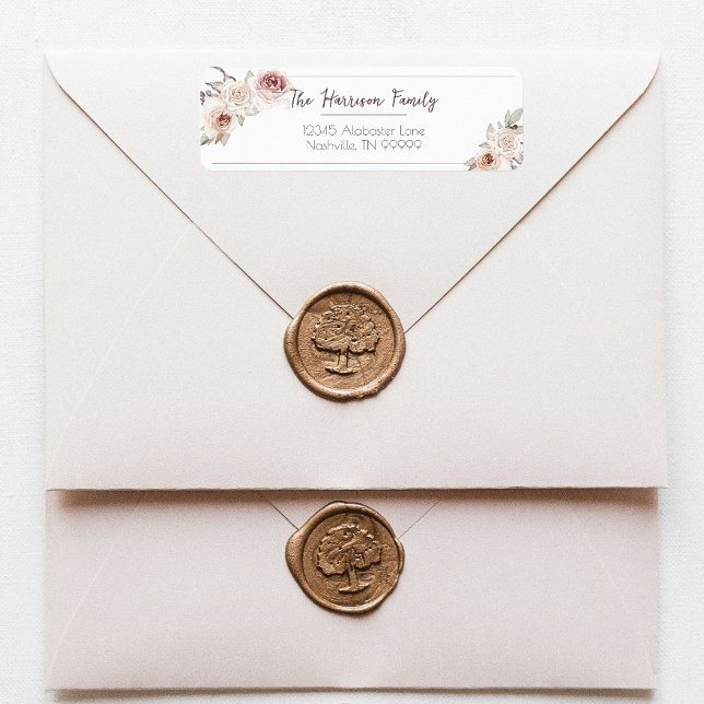 Bohemian Rose Wedding Return Address Label (Bohemian Rose Wedding Return Address Label)