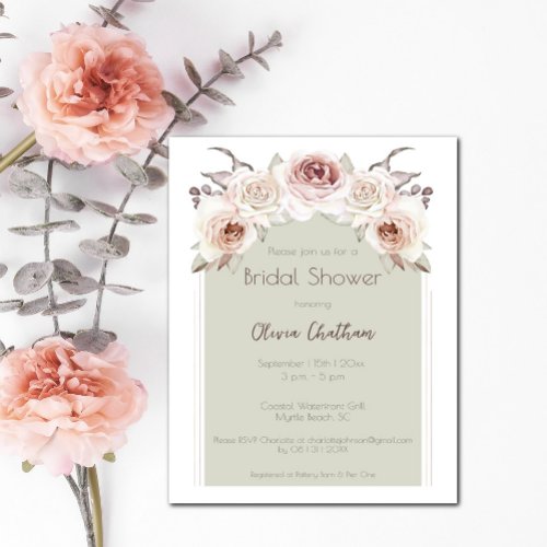 Bohemian Roses Arch Bridal Shower Invitation