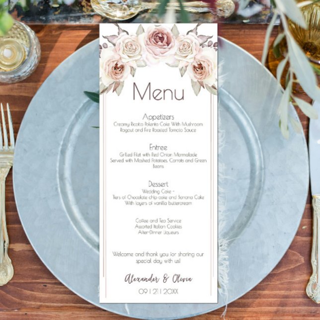 Bohemian Roses Wedding Menu (Bohemian Roses Wedding Menu)