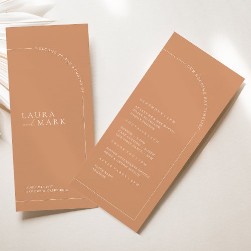 Bohemian Rust Arch Minimalist Wedding Program