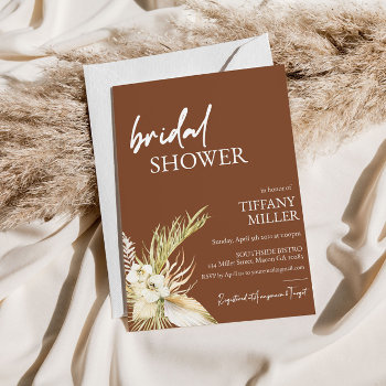 Bohemian Rust Floral Bridal Shower Invitation by SugSpc_Invitations at Zazzle