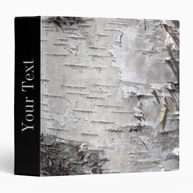 bohemian rustic country chic tree bark white birch 3 ring binder (Front/Spine)