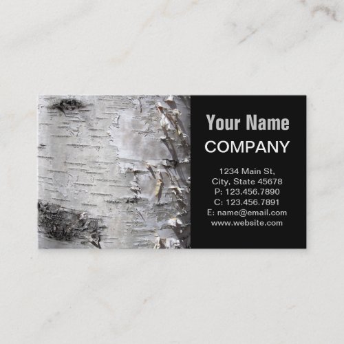 bohemian rustic country chic tree bark white birch business card