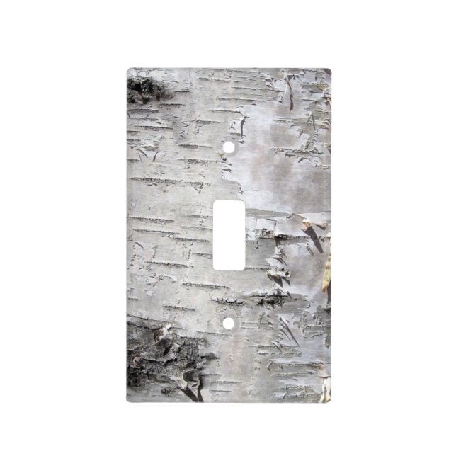 bohemian rustic country chic tree bark white birch light switch cover (Front)