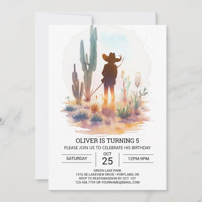  Bohemian Rustic Cowboy Birthday Invitation (Front)
