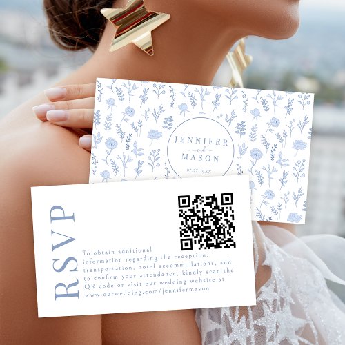 Bohemian Rustic Garden Wedding RSVP QR code cards