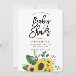 Bohemian Rustic Sunflower Baby Shower Invitation