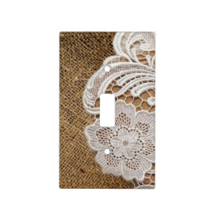bohemian rustic western country burlap and lace light switch cover