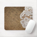 bohemian rustic western country burlap and lace mouse pad | Zazzle